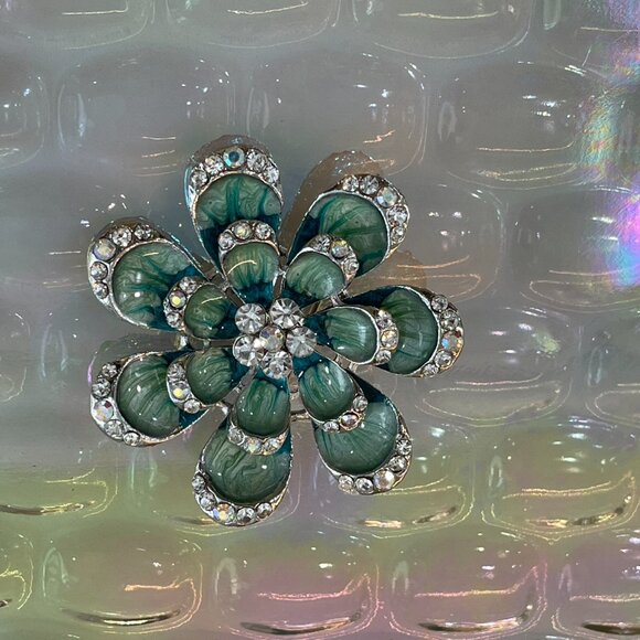 Pretty Mod Large Blue Crystal Peacock Fashion Brooch - Picture 9 of 16